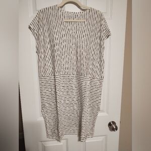 Eileen Fisher Black and White Striped Linen Tunic